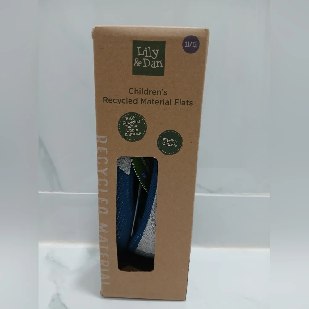 Ballet Flats Lily & Dan Blue Girls Size 11-12 Recycled Material NEW IN BOX